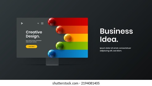 Original Monitor Mockup Site Screen Illustration. Minimalistic Website Vector Design Concept.