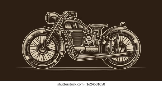 Original monochrome vector banner American motorcycle custom made.