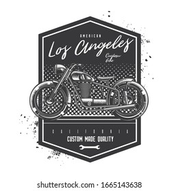 Original monochrome vector emblem in vintage style. American motorcycle custom made.