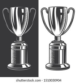 Original monochrome vector illustration of football Cup in retro style. Design element