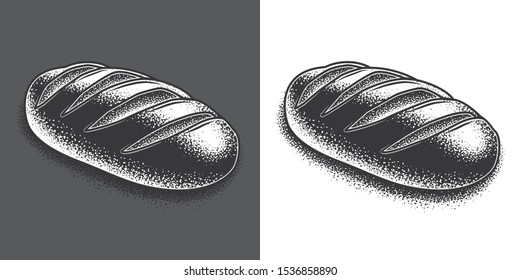 Original monochrome vector illustration. Freshly baked loaf of bread.