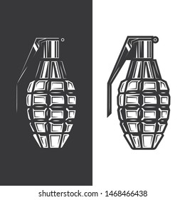 Original monochrome vector illustration of a grenade