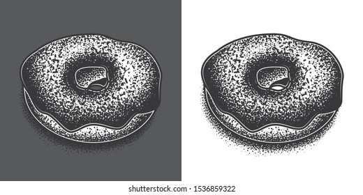 Original monochrome vector illustration of a sweet donut.