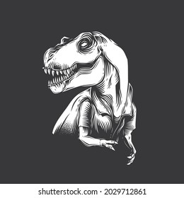 Original monochrome vector illustration of a Tyrannosaurus Rex. T-Rex