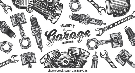 Original monochrome vector motorcycle banner in vintage style.