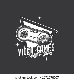 Símbolo retro vectorial monocromo original. Gamepad retro de consolas de 8 bits. Diseño de pantalones en T