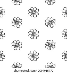 Original monochrome vector seamless pattern of flowers in vintage style. A design element.
