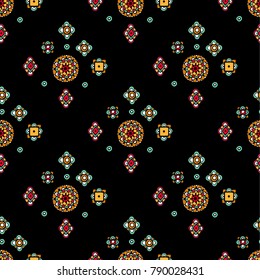 Original mosaic drawing tribal doddle ethnic pattern. Seamless background with geometric elements. Used clipping mask for easy editing.