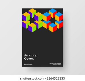Original mosaic hexagons brochure layout. Creative journal cover design vector template.