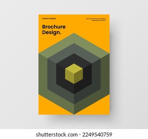 Original mosaic hexagons catalog cover illustration. Isolated corporate identity A4 design vector concept.