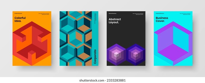 Conjunto de plantillas de volante de hexágonos de mosaico original. Colección creativa de diseño vectorial de afiches.