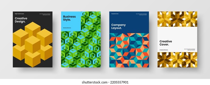 Original Mosaikhexagons Plakatpaket. Minimalistische Corporate Broschüre Vektordesign Template-Sammlung.