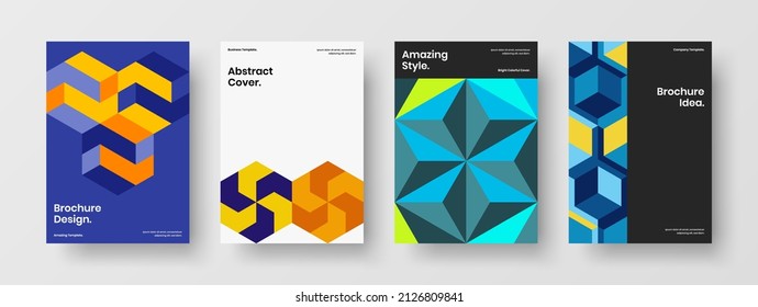 Original Mosaikhexagons Plakatschablonenzusammensetzung. Einzelplatine A4 Design Vektor-Layout-Set.