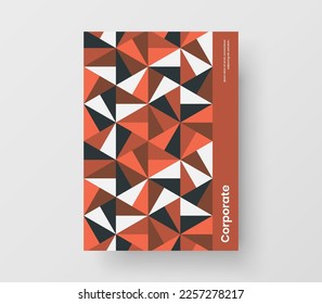 Original mosaic pattern book cover illustration. Bright corporate identity A4 vector design template.