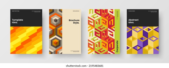 Conjunto de plantillas de la portada de la compañía de patrones de mosaico original. Colección de concepto vectorial de diseño de banner aislado.