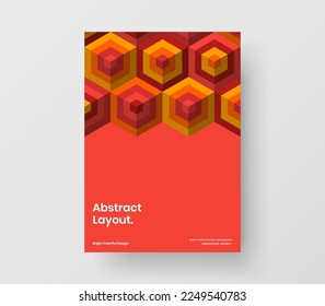 Original mosaic pattern corporate brochure concept. Trendy booklet design vector layout.