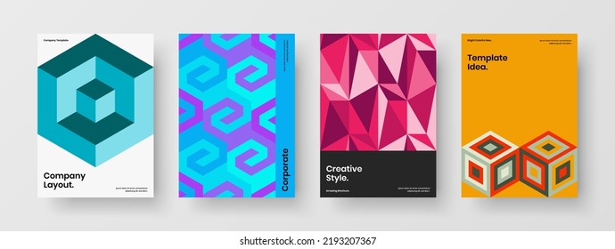 Original mosaic pattern flyer concept set. Colorful poster A4 vector design illustration collection.
