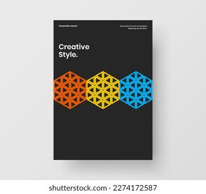 Original mosaic pattern handbill concept. Vivid company cover A4 vector design layout.
