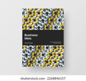 Original mosaic pattern magazine cover template. Trendy annual report design vector concept.