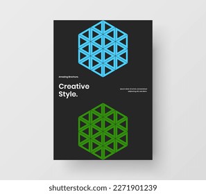 Original mosaic pattern presentation template. Fresh journal cover A4 design vector concept.