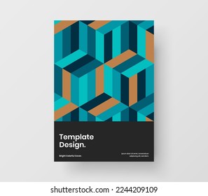 Original mosaic shapes brochure template. Clean booklet design vector layout.