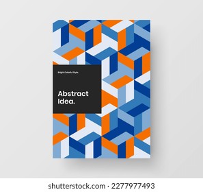 Original mosaic shapes brochure template. Isolated flyer design vector layout.
