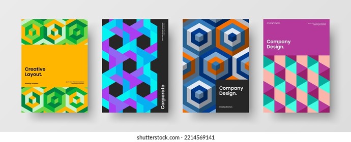 Original mosaic shapes handbill concept composition. Fresh cover vector design layout collection.