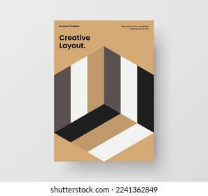 Original mosaic shapes leaflet layout. Vivid banner A4 vector design template.