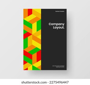 Original mosaic shapes leaflet template. Clean magazine cover A4 vector design illustration.