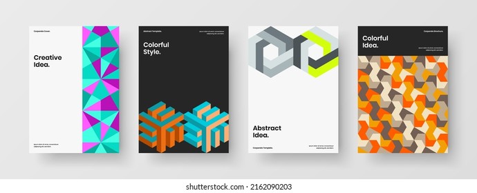Original mosaic shapes pamphlet layout composition. Modern presentation vector design illustration collection.