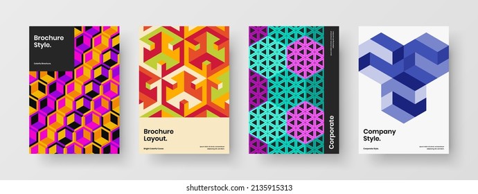 Colección de diseño de rótulos de formas de mosaico original. Limpiar conjunto de plantillas vectoriales de diseño de página principal.