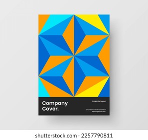 Original mosaic shapes postcard template. Vivid brochure A4 vector design concept.