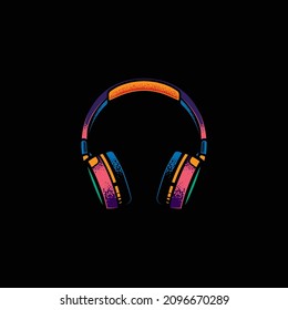 Original music vector icon. Full-size stereo headphones.