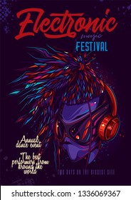 The original neon poster of the music festival. Alien DJ