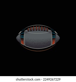 Originelle Neon-Vektorgrafik. American Football Ball im Retro-Stil.