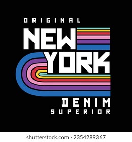 Original Nueva York Denim Superior Typografía colorido diseño de camisetas de marca