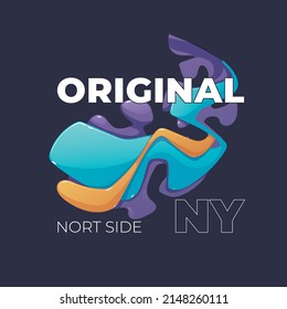 Original, New york, North Side,modern and stylish typography slogan. Colorful abstract design with the lines style. Vector illustration for print tee shirt, background, typography, poster and more.