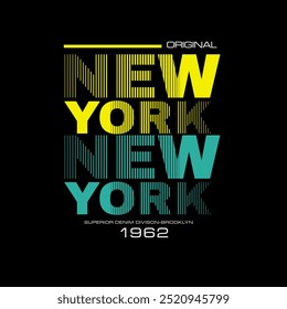 original New York Typography superior denim Brooklyn lettering design de cartaz gráfico