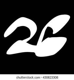 Original number twenty six on a black background. Vector art.