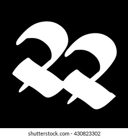 Original number twenty two on a black background. Vector art.