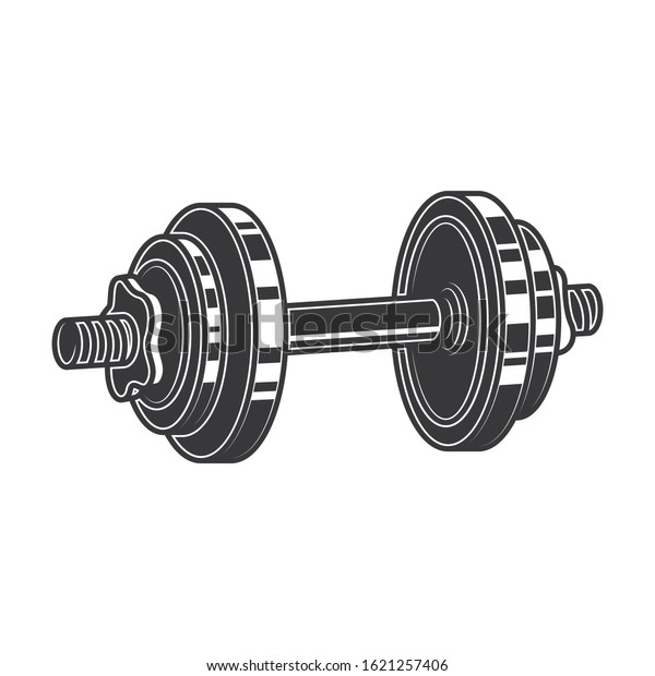 Original Outline Illustration Dumbbell Team Vintage Stock Vector ...