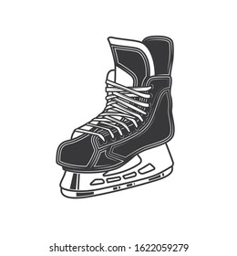 Original outline illustration. Hockey skates vintage style