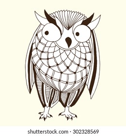 Original owl illustration - Good for T-shirt, bag or whatever print. Vector illustration