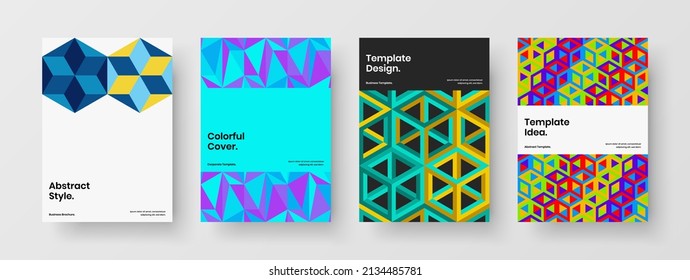 Original pamphlet A4 design vector template composition. Isolated mosaic shapes handbill concept set.