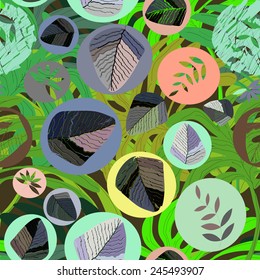 The original pattern with the image of the jungle. Seamless vector.