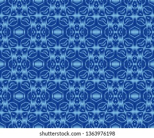 Original patterned textile texture indigo dyed ikat seamless pattern.
