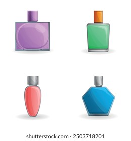 Original perfume icons set cartoon vector. Perfumery. Fashion accessory