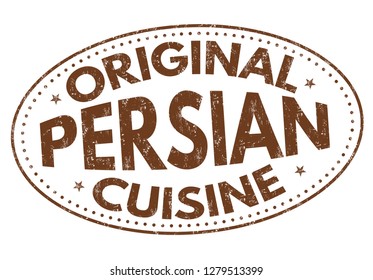Original persian cuisine sign or stamp on white background, vector illustration