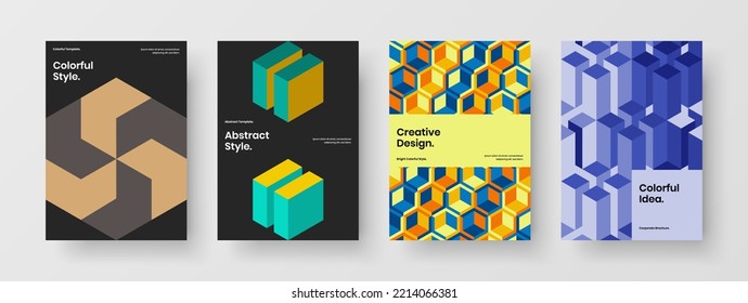 Original placard A4 vector design concept composition. Clean geometric shapes pamphlet illustration set.