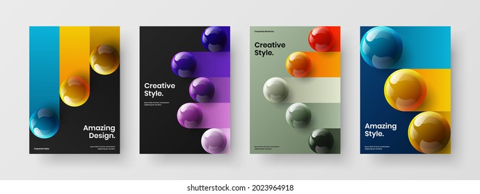 Original placard vector design template set. Creative 3D spheres banner illustration bundle.